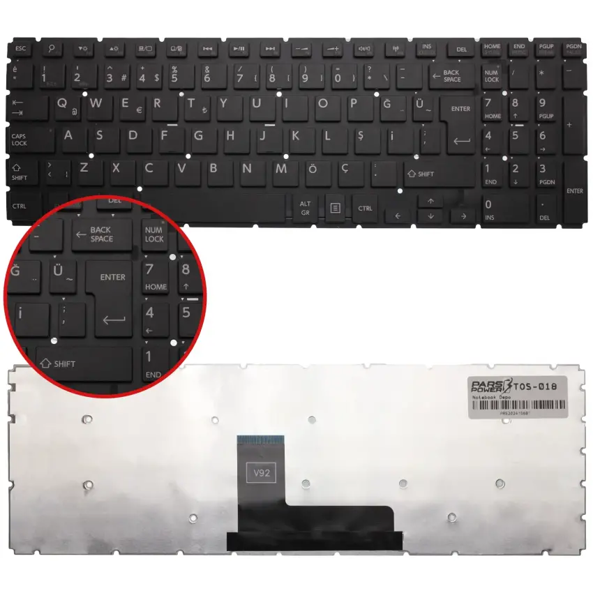 Toshiba Satellite RADIUS 15 P50W-C-107 Notebook Klavye (Siyah TR)