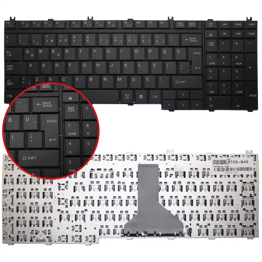 Toshiba Satellite A500, A500D, A505, A505D, L500, L500D, L505, L505D, P300 Notebook Klavye Siyah