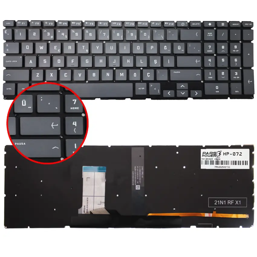 Hp Victus Gaming 15-fa0000 Klavye Işıklı (Füme TR)