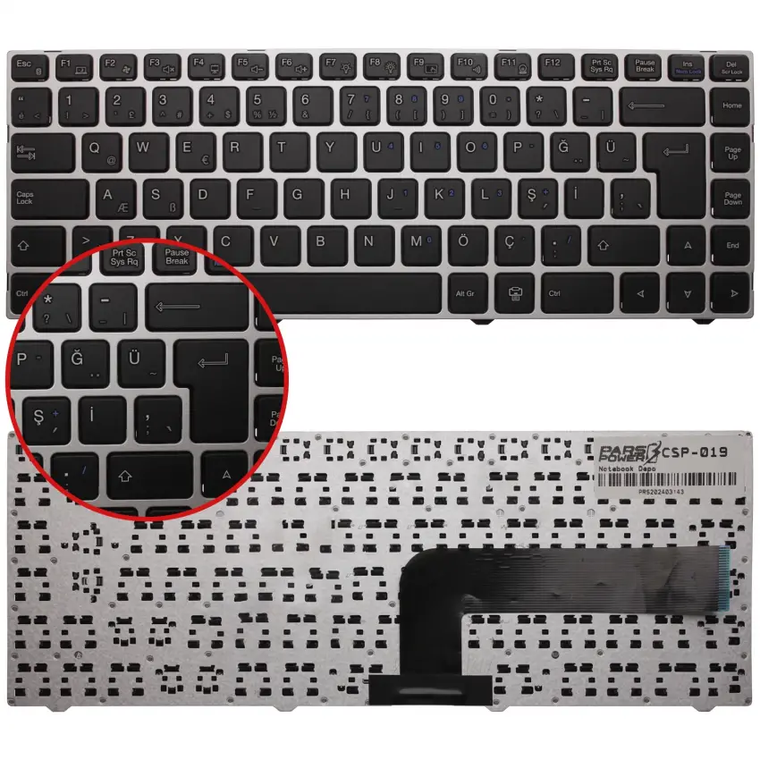 Casper CBA 3317-B500P, CBA.3317-4500V Notebook Klavye (Gümüş TR)
