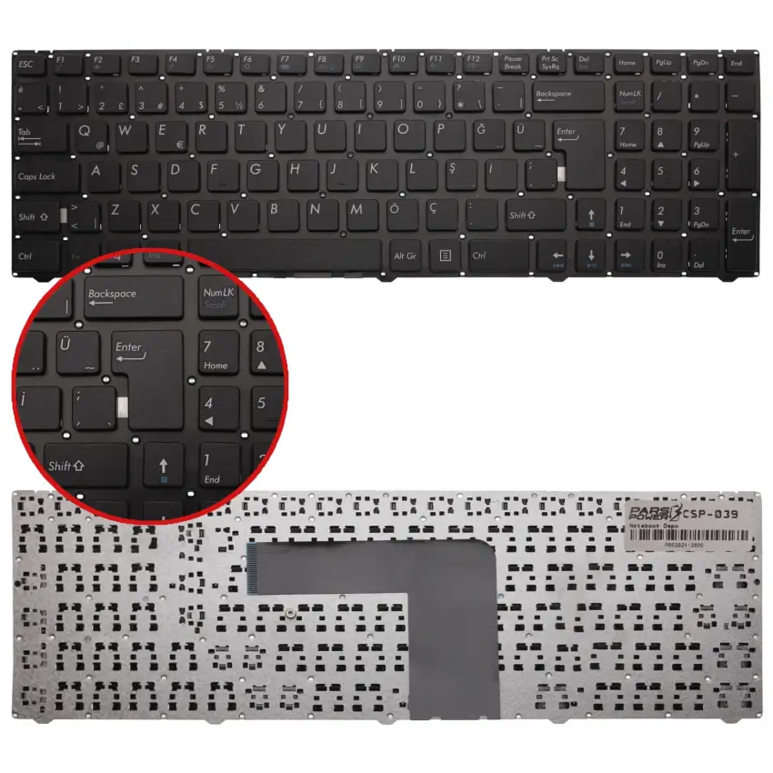 Casper Nirvana C300, C500, C510 Serisi 0KN0-1B1TU11, V150062BK1-TR Notebook Klavye (Siyah TR)