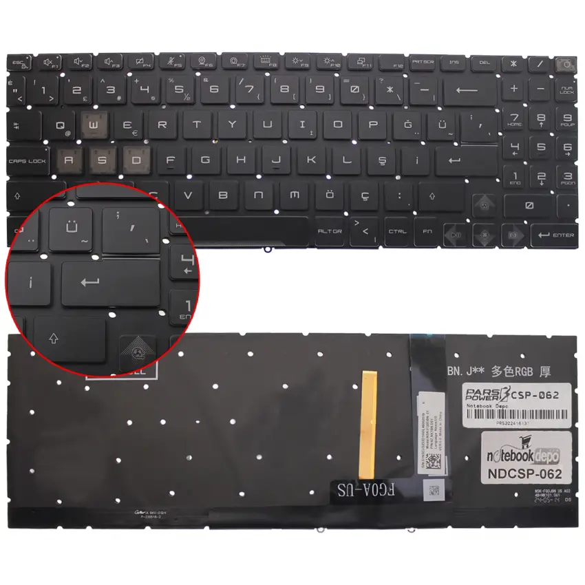 MSI Sword 15 A12UC-073 Klavye Işıklı (Siyah TR)