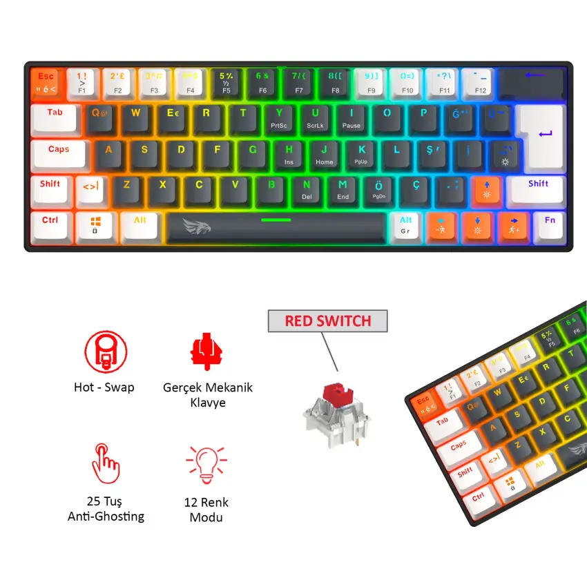 Gameagle Neopulse MK-64X2BAR Mekanik Kablolu Işıklı Klavye