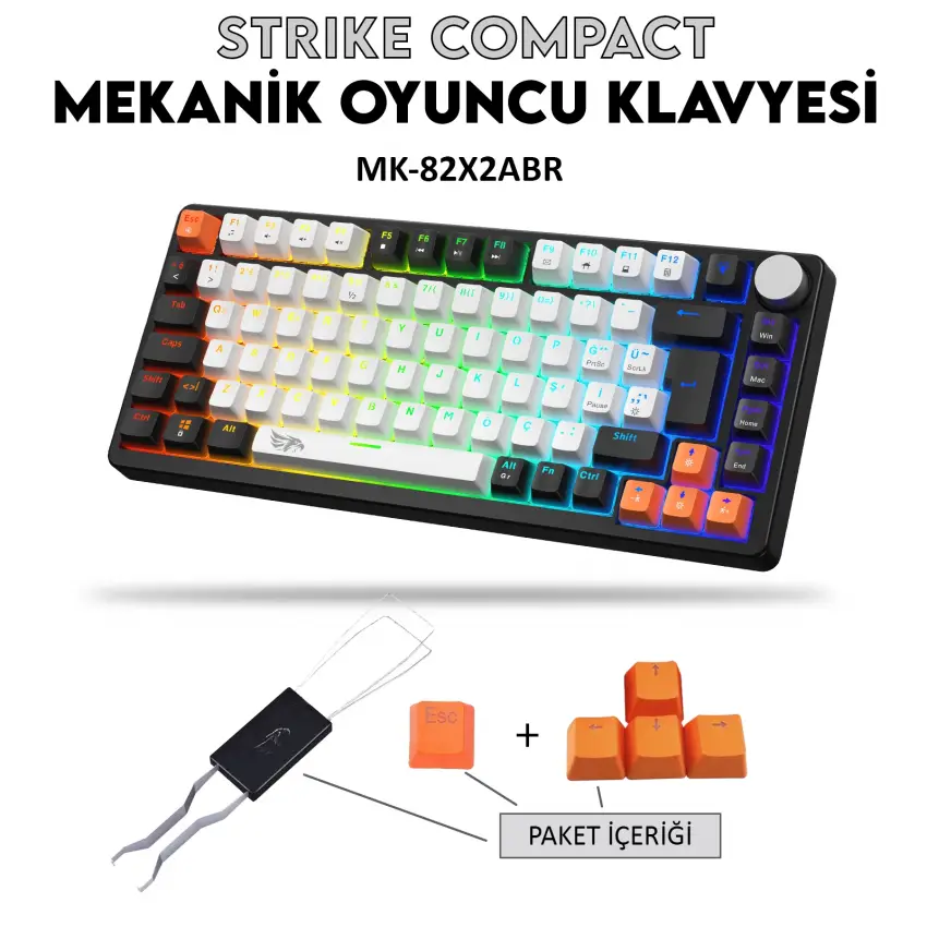 Gameagle Strike Compact MK-82X2ABR Mekanik Kablolu Işıklı Klavye