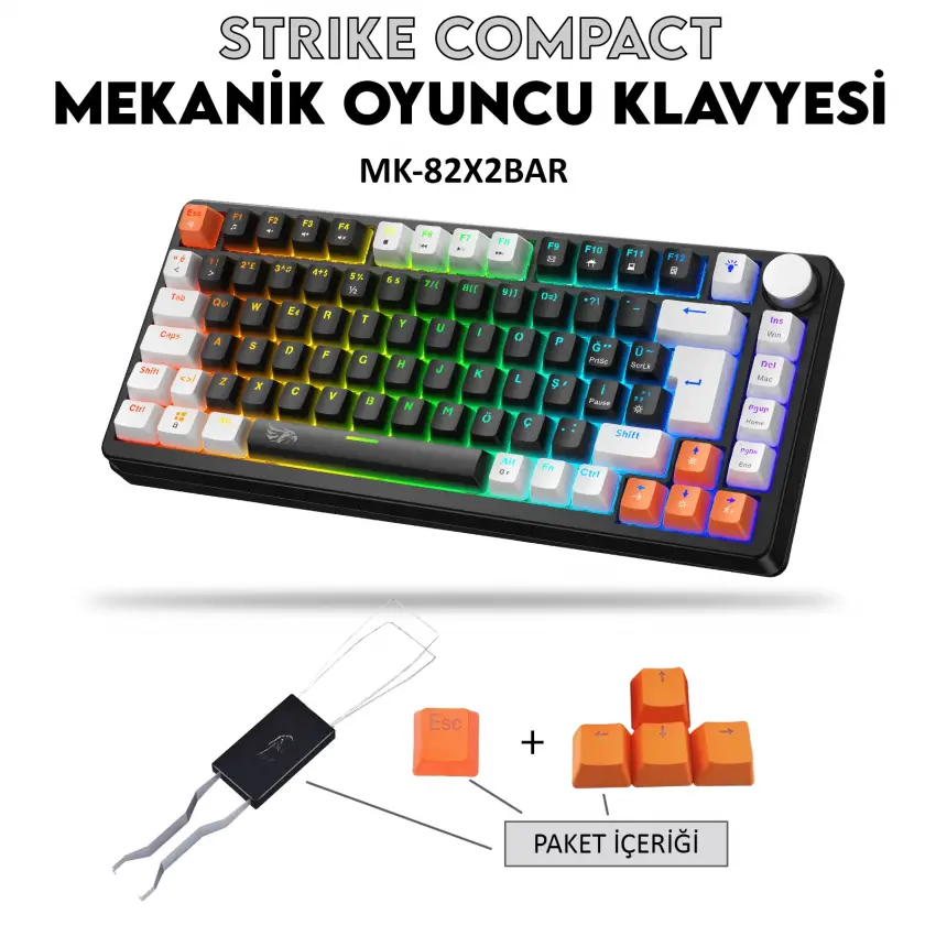Gameagle Strike Compact MK-82X2BAR Mekanik Kablolu Işıklı Klavye