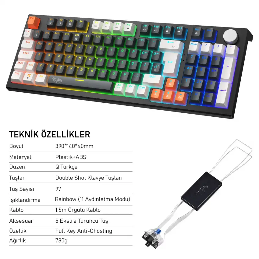 Gameagle Strike Plus MK-96X2BAB Mekanik Kablolu Işıklı Klavye