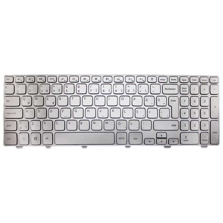 Dell Inspiron 15-7537, 15-7737 Klavye Işıklı (Gümüş TR)