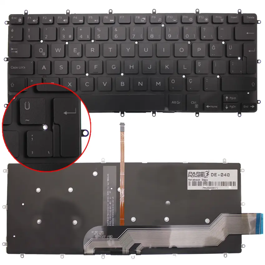 Dell Inspiron P83G001, P87G001 Notebook Klavye Işıklı (Siyah TR)