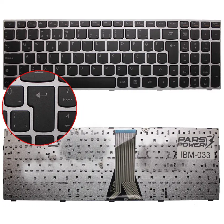 Lenovo Z5070 59-424602, 59-424603 Notebook Klavye (Gümüş TR)