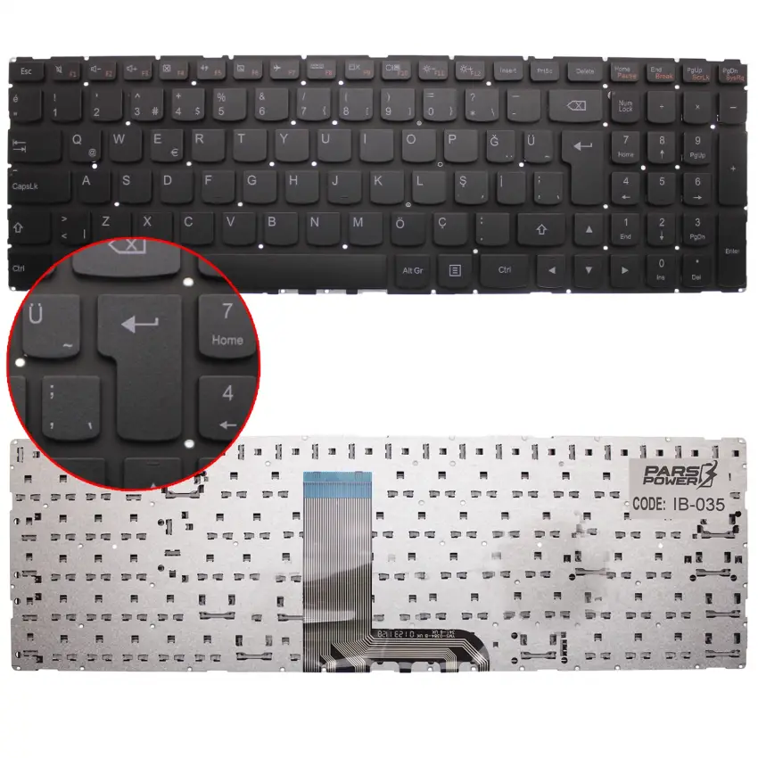 Lenovo Yoga 500-15ACL Type 80ND Notebook Klavye (Siyah TR)