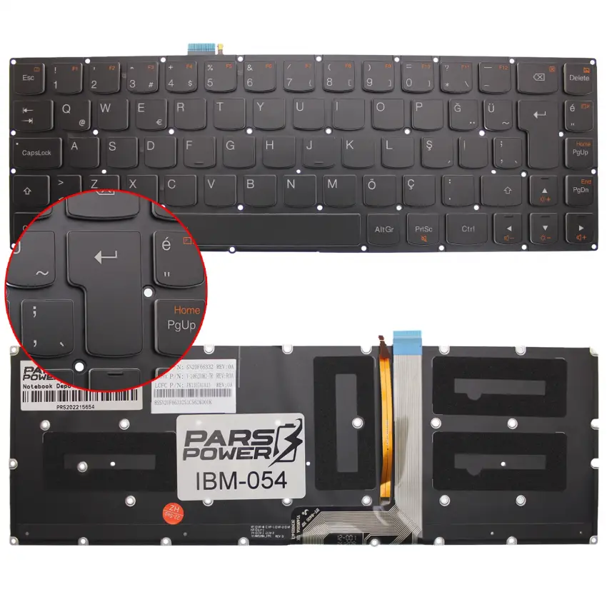 Lenovo Yoga 80HE00S3TX Notebook Klavye Işıklı (Siyah TR)