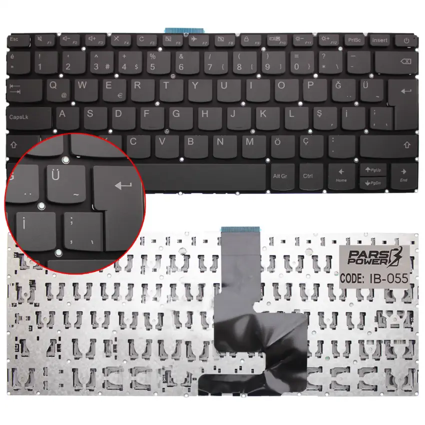 Lenovo ideaPad IP320s-14IKB, IP520S-14IKB Notebook Klavye (Füme TR)