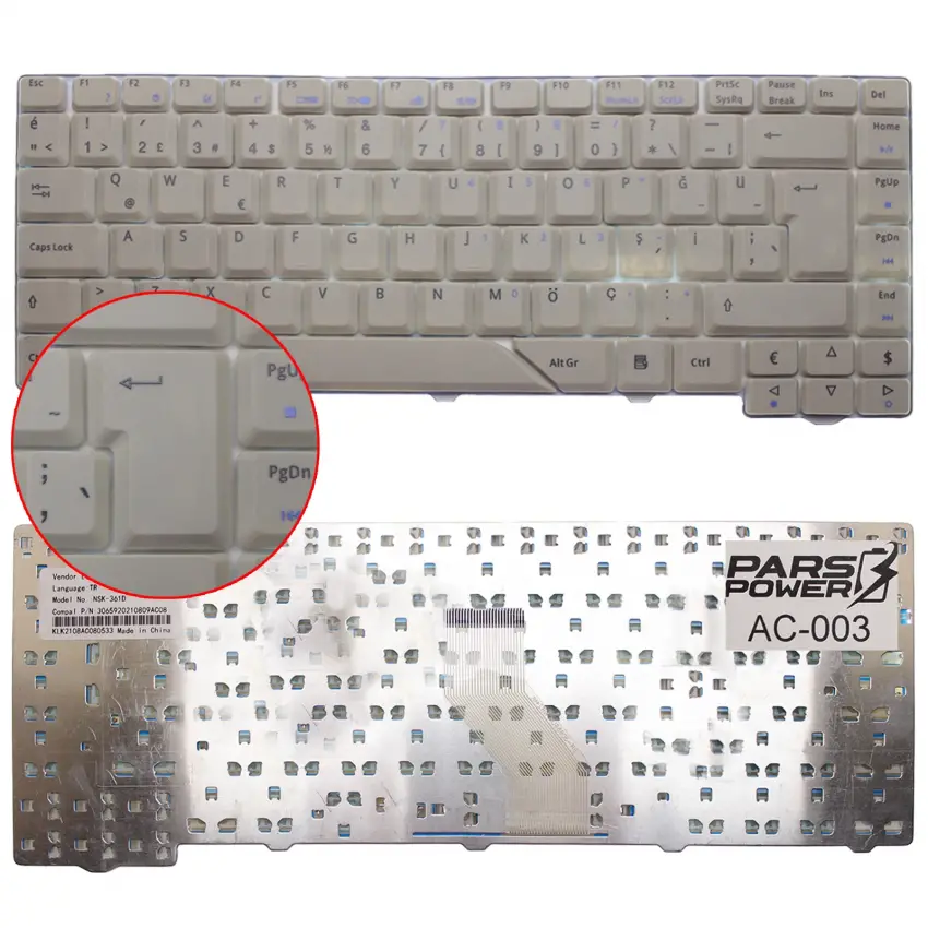 Acer Aspire 5720, 5720G, 5720Z, 5720ZG Notebook Klavye (Gri TR)