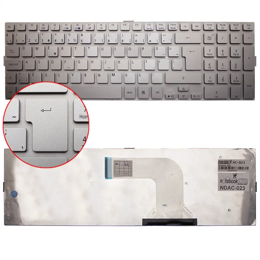 Acer Aspire AS8943G-5454G1T Notebook Klavye (Gümüş TR)