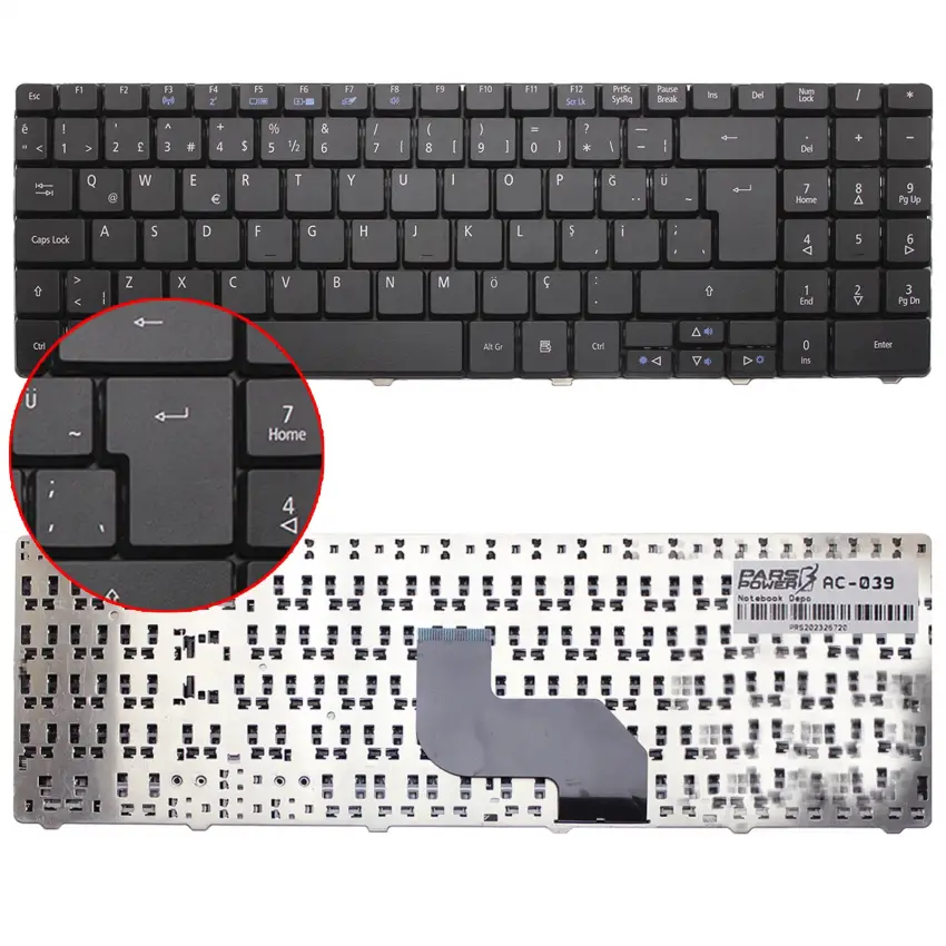 Acer Aspire 5517-5700, 5734Z-452G25mn Notebook Klavye (Siyah TR)