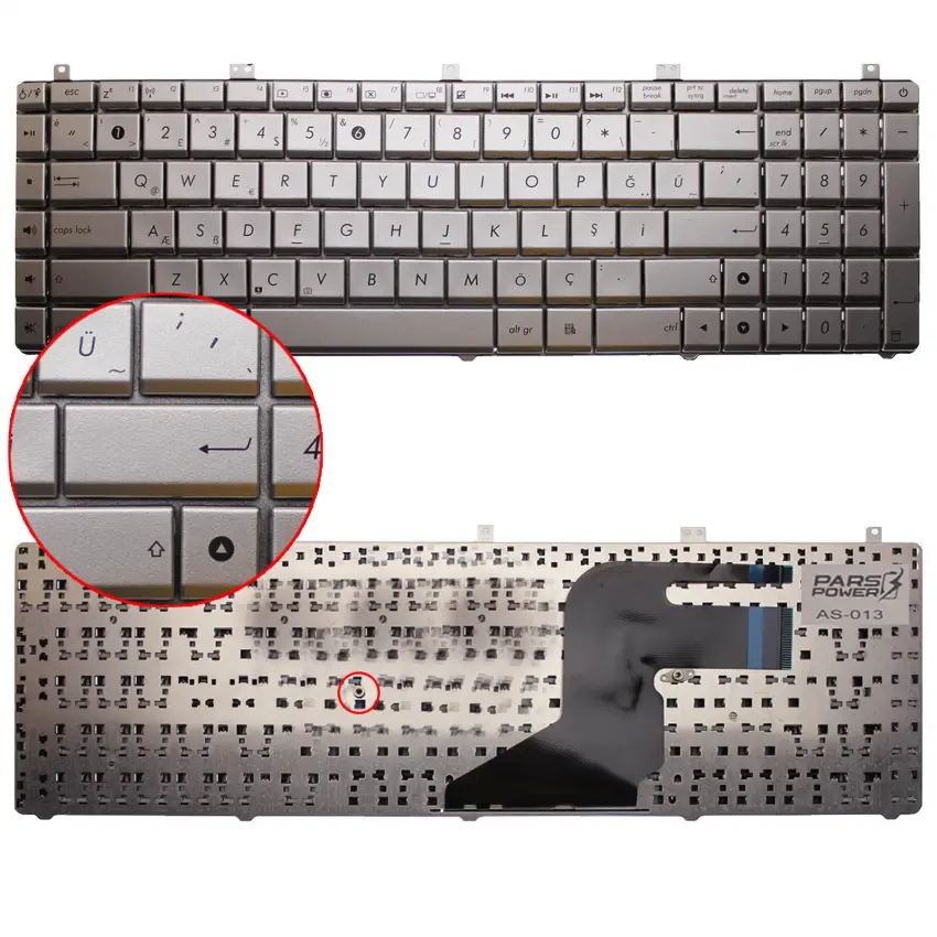 Asus N55XI-243SF-SL, N55XI-245SL-SL Notebook Klavye (Gümüş TR)