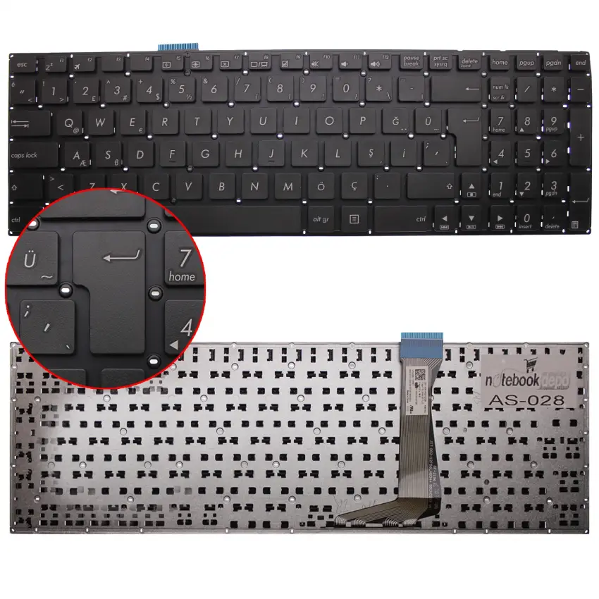 Asus E502N, E502M, X502N, E502S Klavye (Siyah TR)