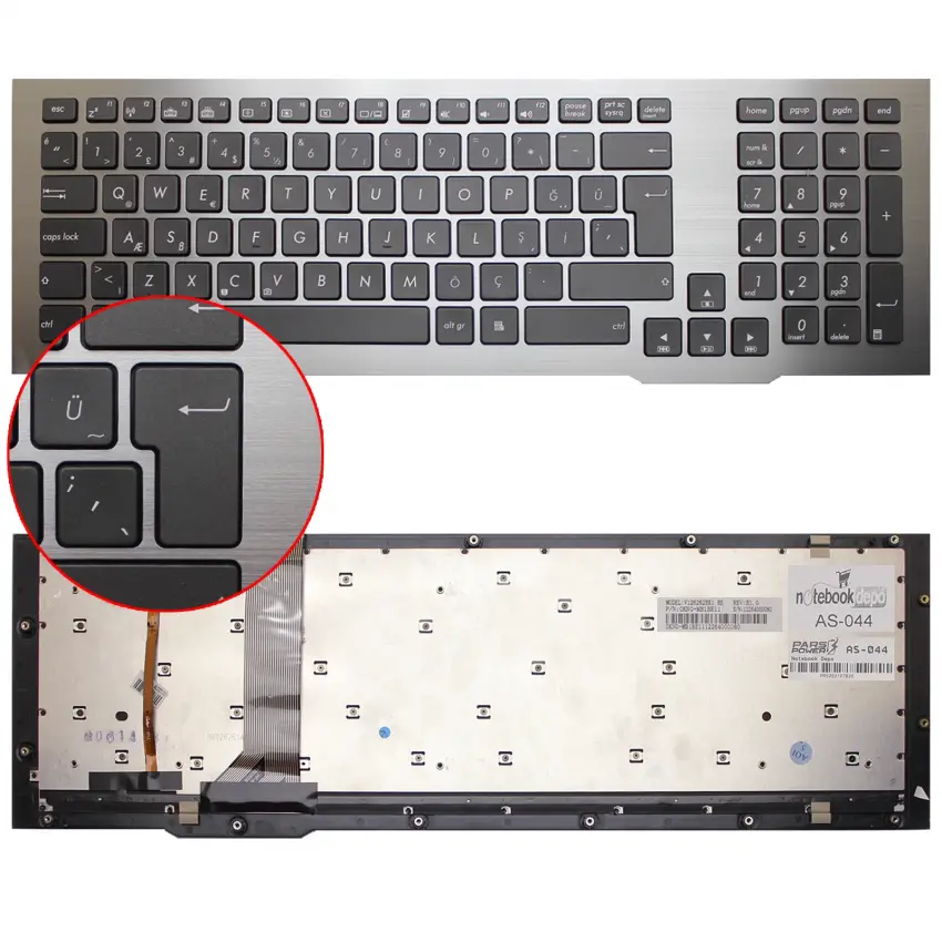 Asus G75VW Notebook Klavyesi (Kasalı Siyah TR)