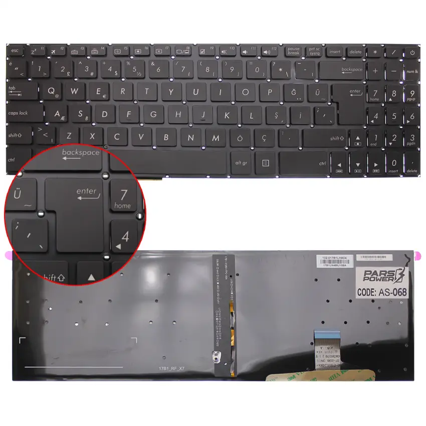 Asus VivoBook N580VD-DM651T Notebook Klavye (Işıklı TR)