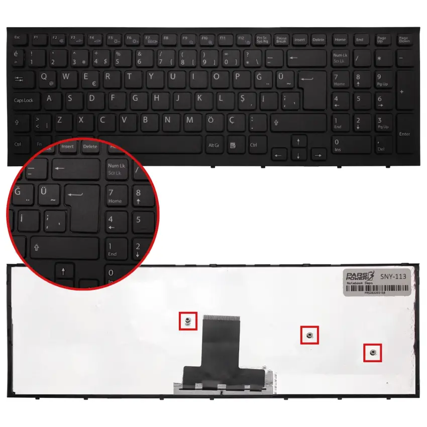 Sony Vaio VPCEB4X8E, VPCEB4Z0E, VPCEB4Z1E Notebook Klavye (Siyah TR)
