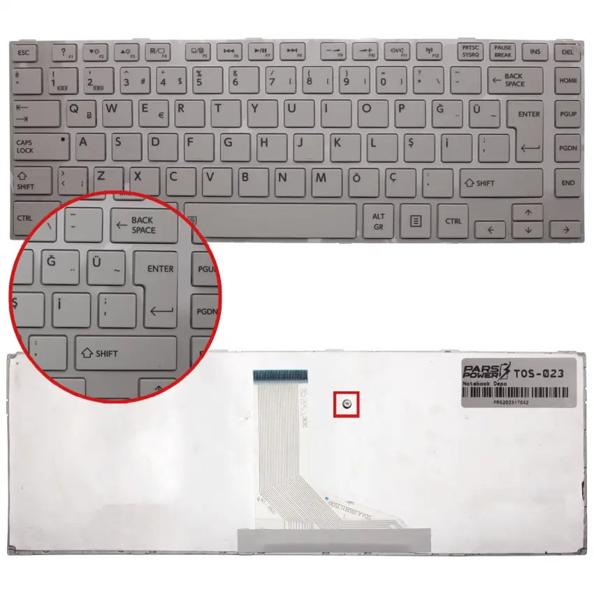 Toshiba Satellite C800, C805, C840, C845, L800, L805, L830, L840 Serisi Notebook Klavye (Beyaz TR)