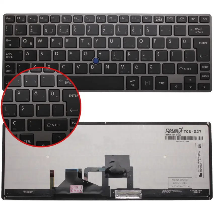 Toshiba Portege Z30-A, Z30T-A, Z30-B Serisi G83C000E33TR Işıklı Notebook Klavye (Siyah TR)