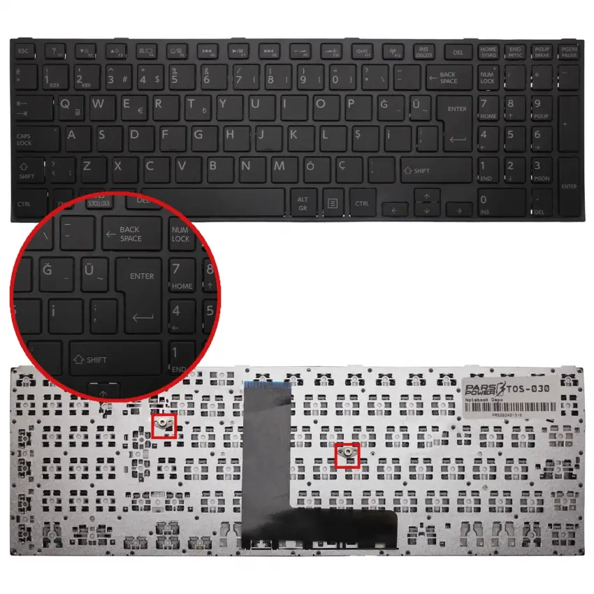 Toshiba Satellite C50-B Serisi Notebook Klavye (Siyah TR)