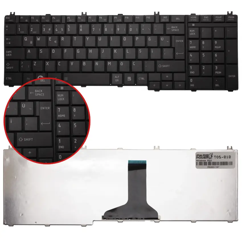 Toshiba Satellite C660-1GT, C660-1GU Notebook Klavye (Siyah TR)