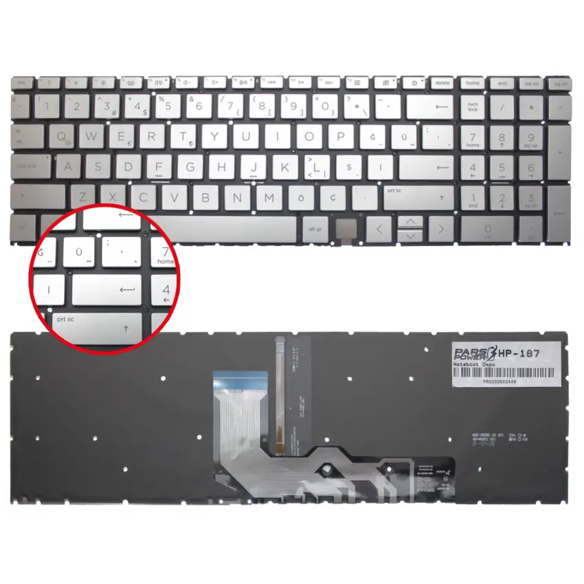 HP ENVY PK132UR1A00, 9Z.NHBBC.10E Klavye Işıklı (Gümüş TR)