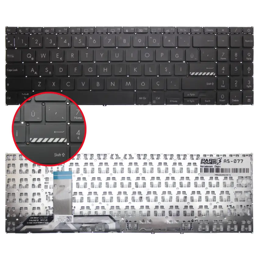 Asus ExpertBook B1 B1502CBA Klavye (Siyah TR)