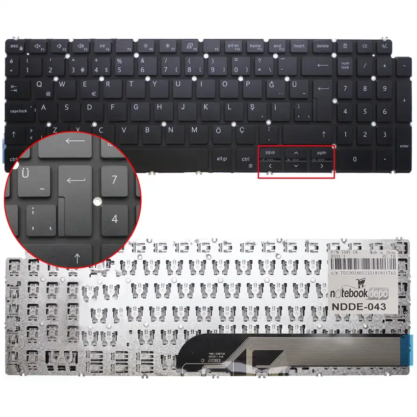 Dell Inspiron 5509, 15-5509, 15 5509 Klavye (Siyah TR)