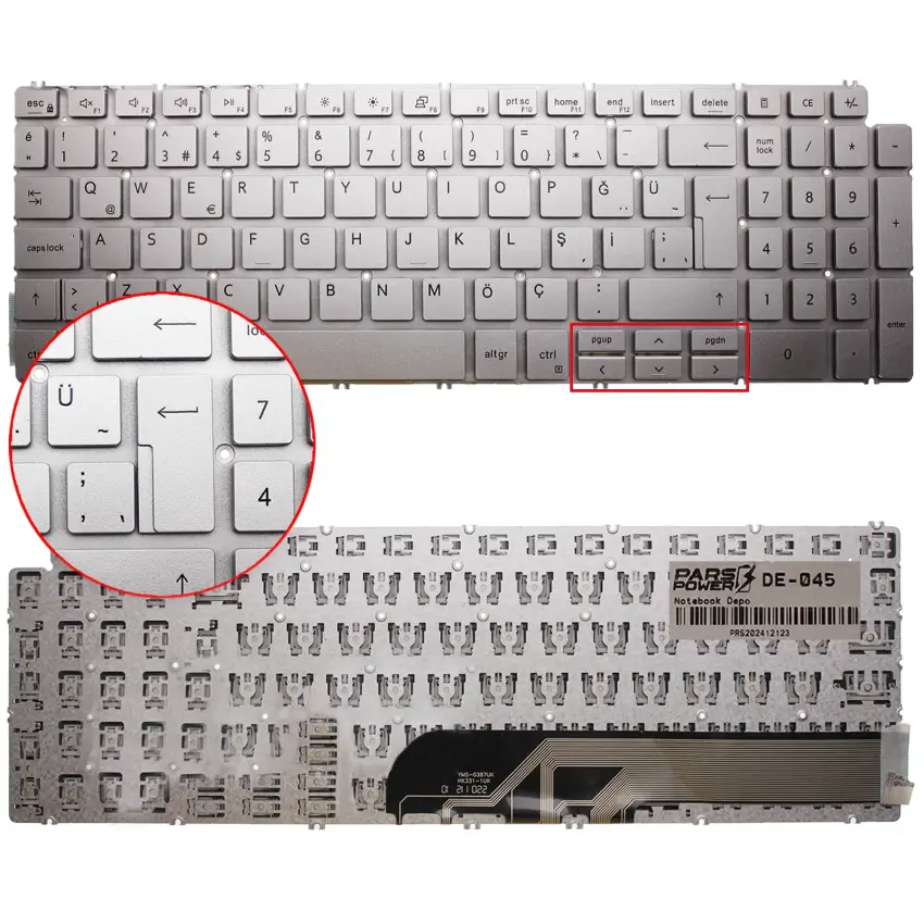 Dell Inspiron 5509, 15-5509, 15 5509 Klavye (Gümüş TR)