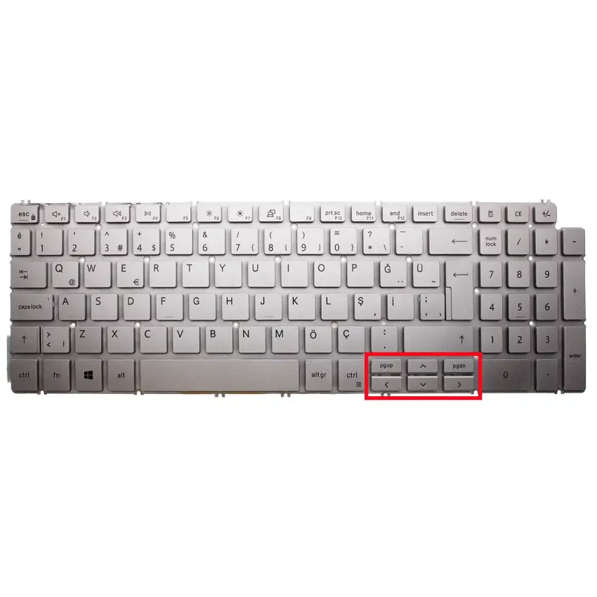 Dell Inspiron 7591, 15-7591, 15 7591 Klavye (Gümüş TR)