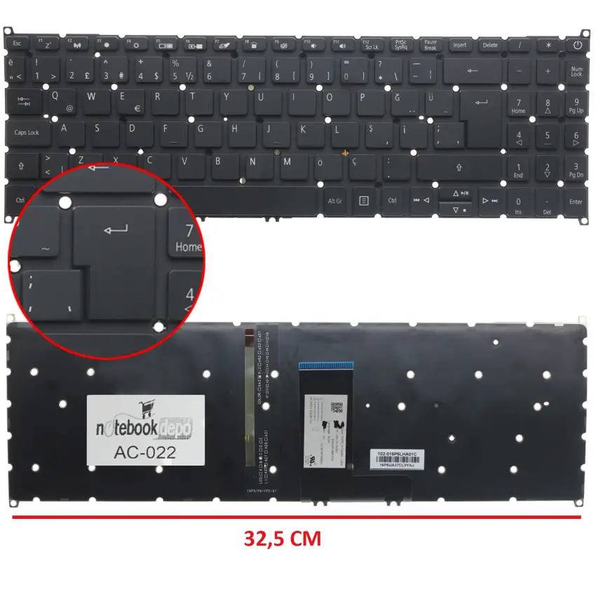 Acer N19H1, NSK-RL1SW Klavye Işıklı (Siyah TR)