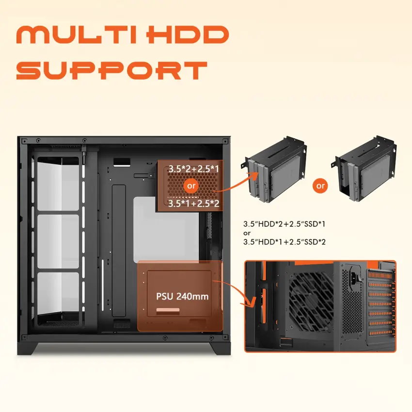 Gameagle Edge 7 Argb Fanlı Gamer Bilgisayar Kasası 850W 80+ Plus Bronz Modüler Powerlı (Siyah)