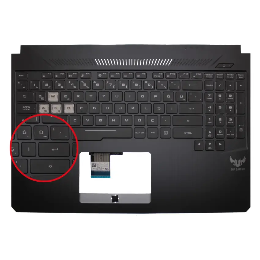 Asus FX504GD, FX504GM, FX504GE Klavye Işıklı Kasalı (Siyah TR)
