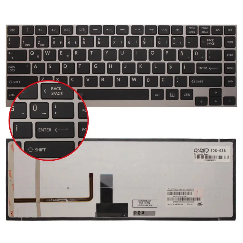 Toshiba Portege Z930-15C Notebook Klavye Işıklı (Siyah TR)