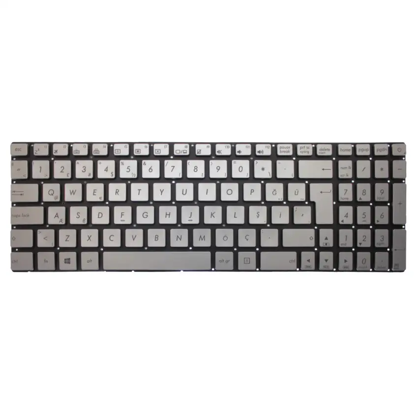 Asus R555JK, R555JM, R555JQ, R561V Notebook Klavye Işıklı (Gümüş TR)