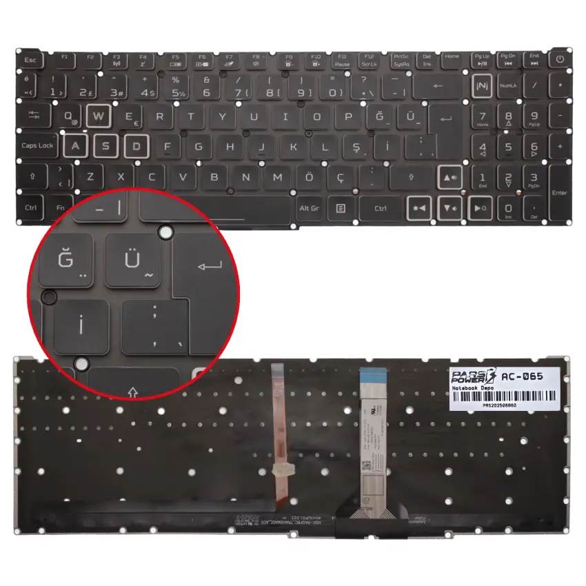 Acer Nitro 5 AN515-46-R2L2, AN515-46-R2PA Klavye Işıklı (Siyah TR)