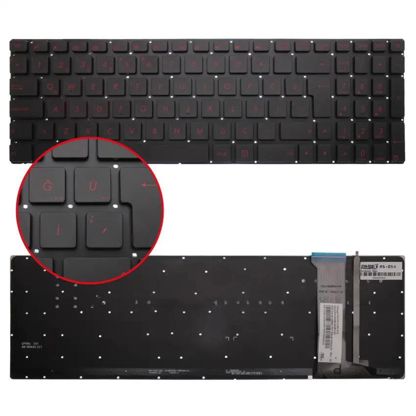 Asus ROG G552V, G552VW, G552VX Notebook Klavye Işıklı (Siyah TR)