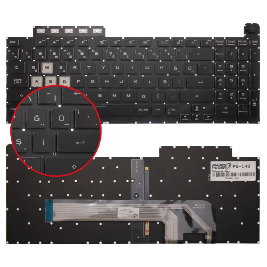 Asus Tuf Gaming F17 FX706LI-HX199 Klavye Işıklı (Siyah TR)