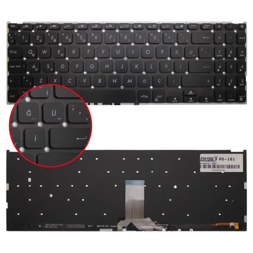 Asus X509UJA, X509UJB, X509UJP Klavye Işıklı (Siyah TR)