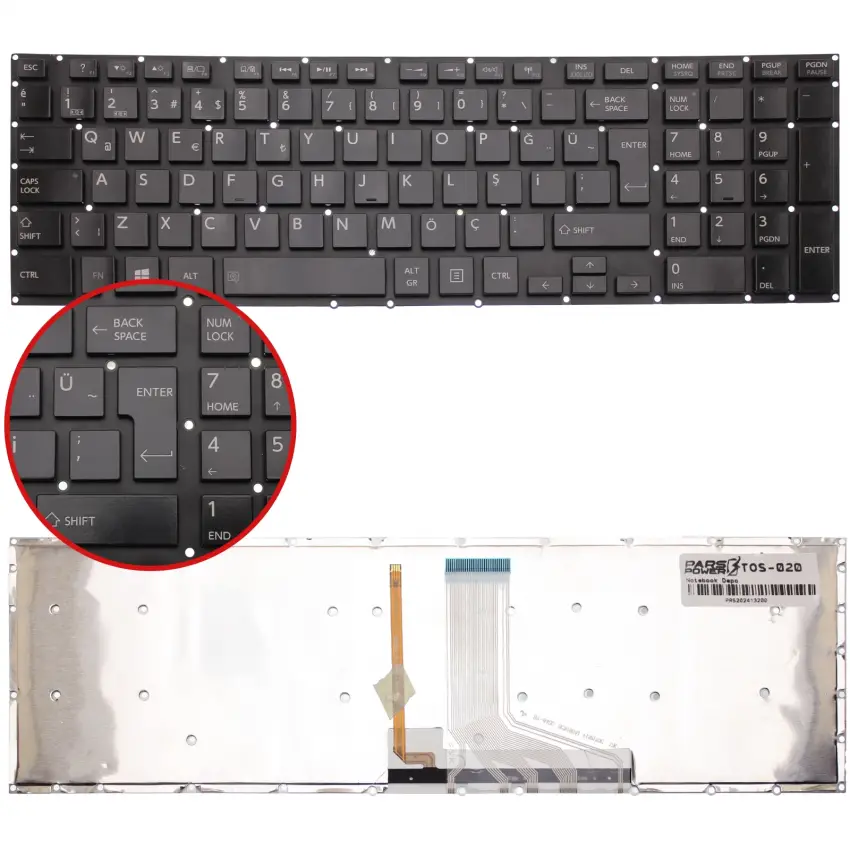 Toshiba Qosmio X70-A, X70-B Serisi Notebook Klavye Işıklı (Siyah TR)