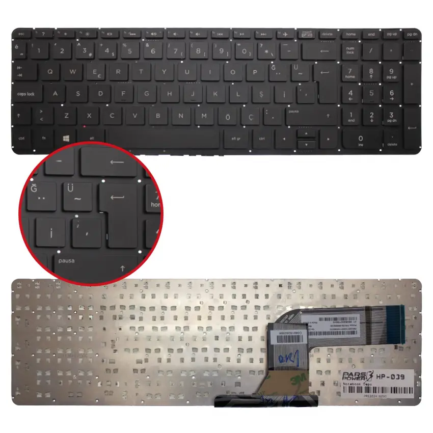 HP pavilion 15-p, 15-k, 17-F 15-p000, 15-p100, 15-p200 Serisi Notebook Klavye (Siyah TR)