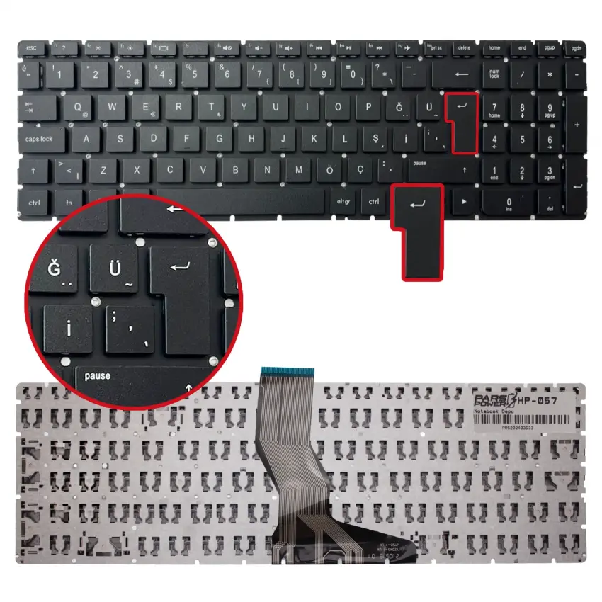 HP Pavilion 15-aw, 15-aw000, 15-aw100 Notebook Klavyesi (Siyah TR)