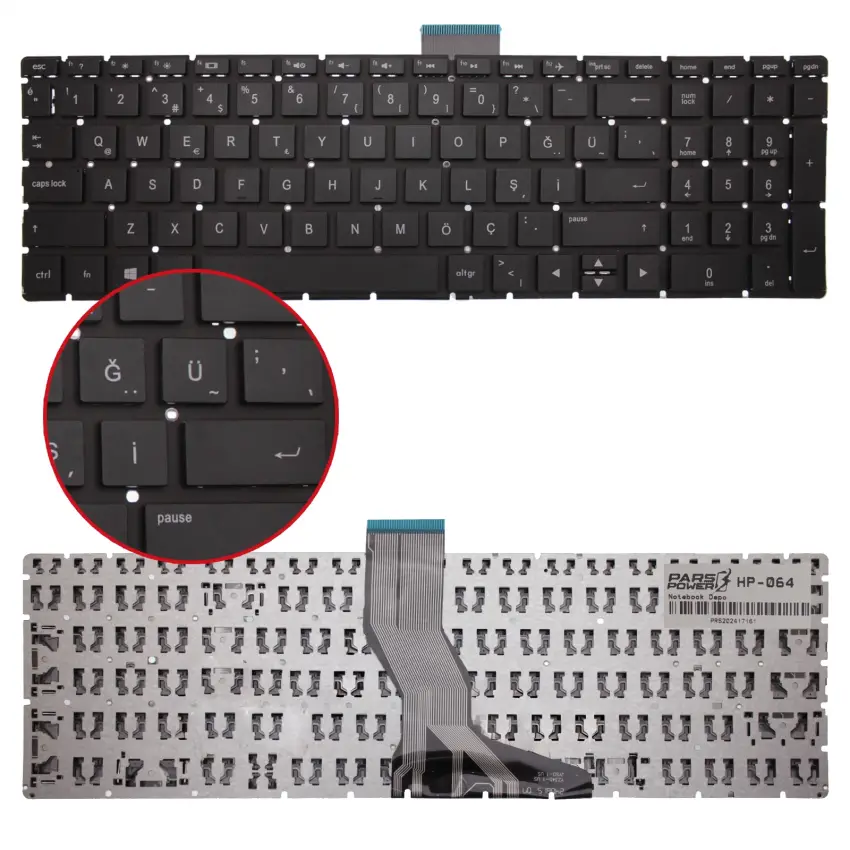 HP 17-bs002nt 2WG19EA, 15s-eq1038nt 2D8G4EA Notebook Klavye (Siyah TR)
