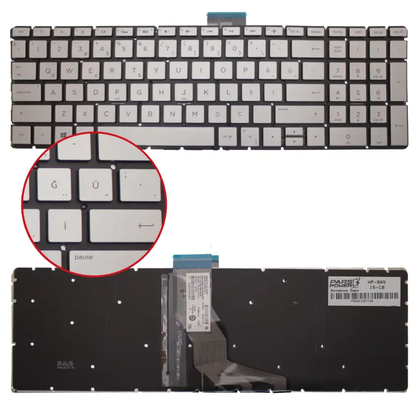 HP 17-bs002nt 2WG19EA, 15s-eq1038nt 2D8G4EA NotebooK Klavye Işıklı (Gümüş TR)