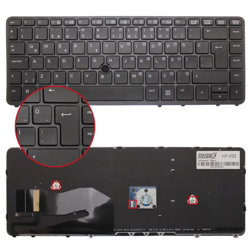 HP EliteBook 850 G1 H5G44ET, 855 G2 Notebook Klavye (Siyah TR)