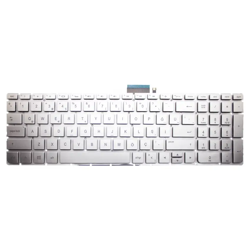 HP Pavilion 15-aw, 15-aw000, 15-aw100 Notebook Klavye Işıklı (Gümüş TR)