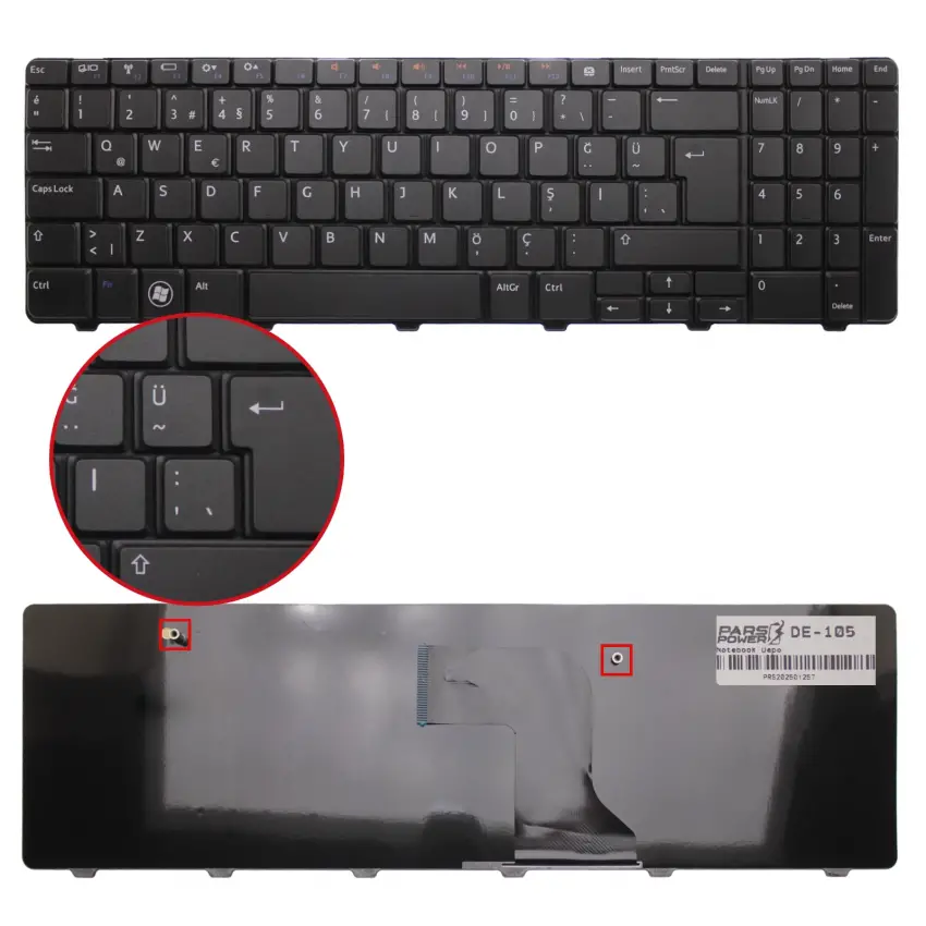 Dell 09GT99, 0FHYN5, 0JRH7K, 0MVP96 Notebook Klavye (Siyah TR)